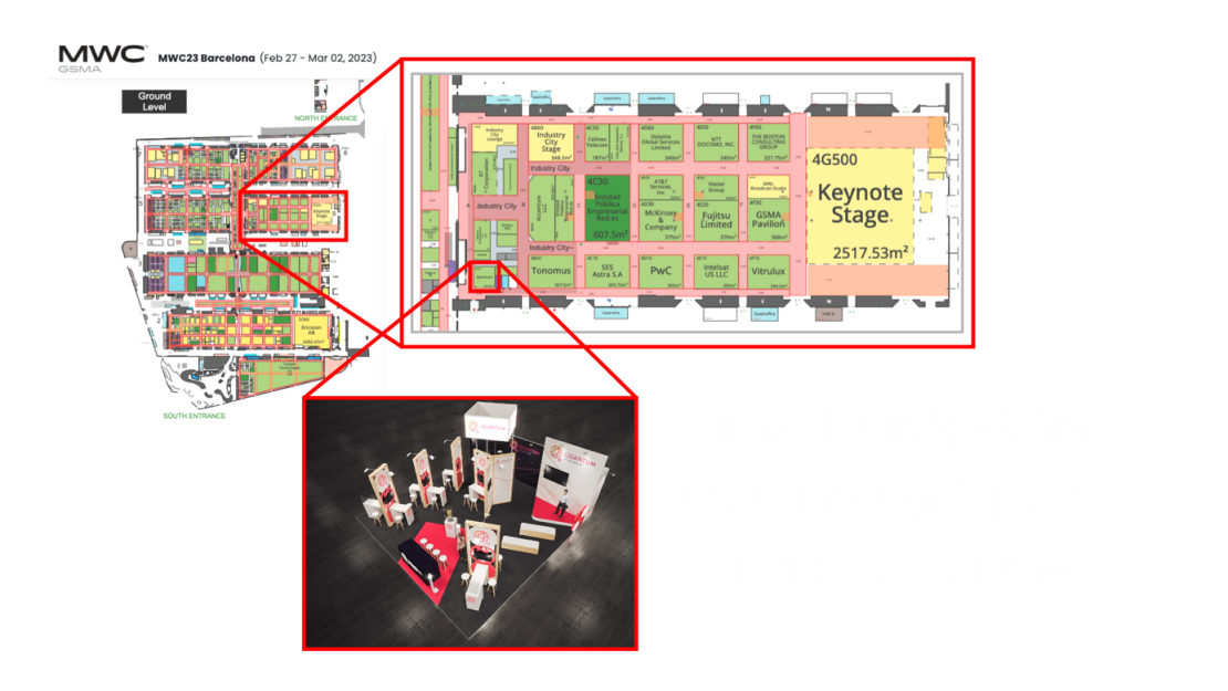 Booth of the European Quantum Space at the MWC2023